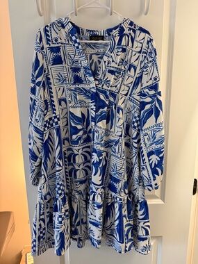 Rachel Zoe Blue and White Printed Midi Dress